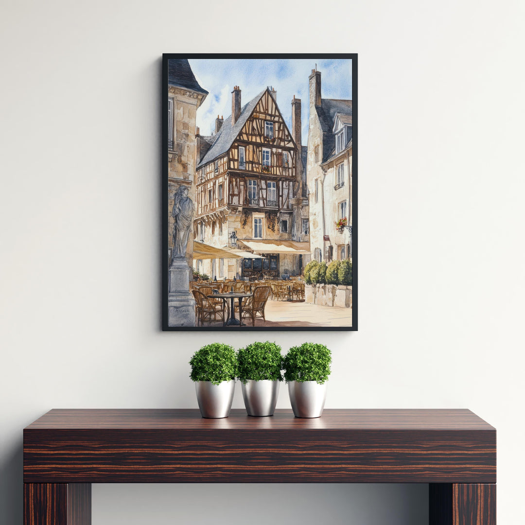 Angers France Watercolor Painting Poster Wall Art Historic City Landscape Print Gift for Europe Lovers and Fans of Scenic French