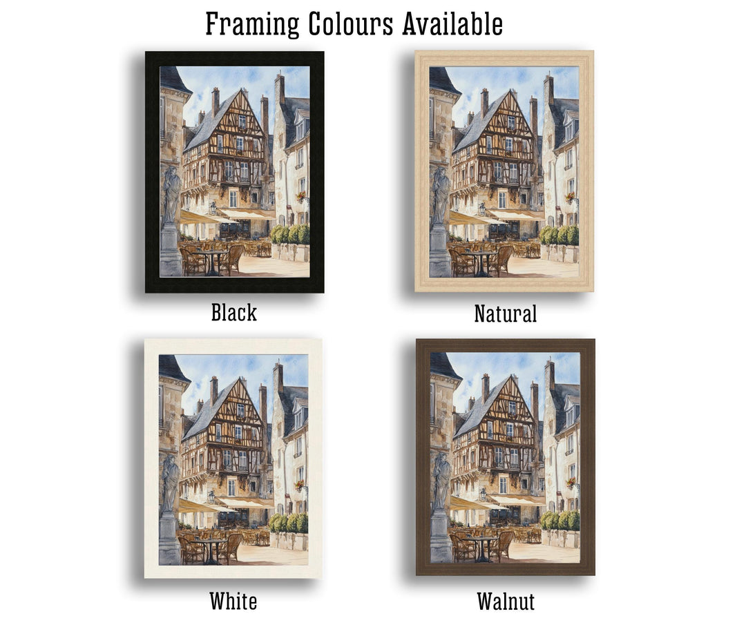 Angers France Watercolor Painting Poster Wall Art Historic City Landscape Print Gift for Europe Lovers and Fans of Scenic French