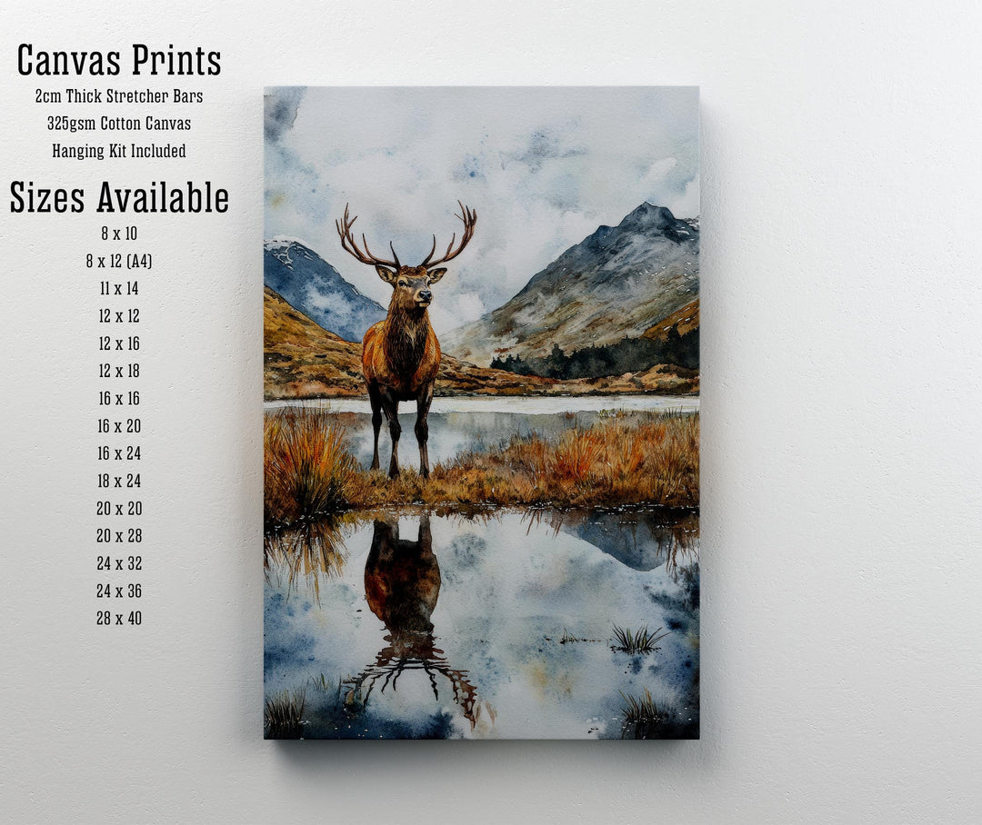 Cairngorms Watercolour Painting Poster Scotland Wall Art Mountain Landscape Print Gift for UK Nature Lovers and Fans of Scenic Scottish