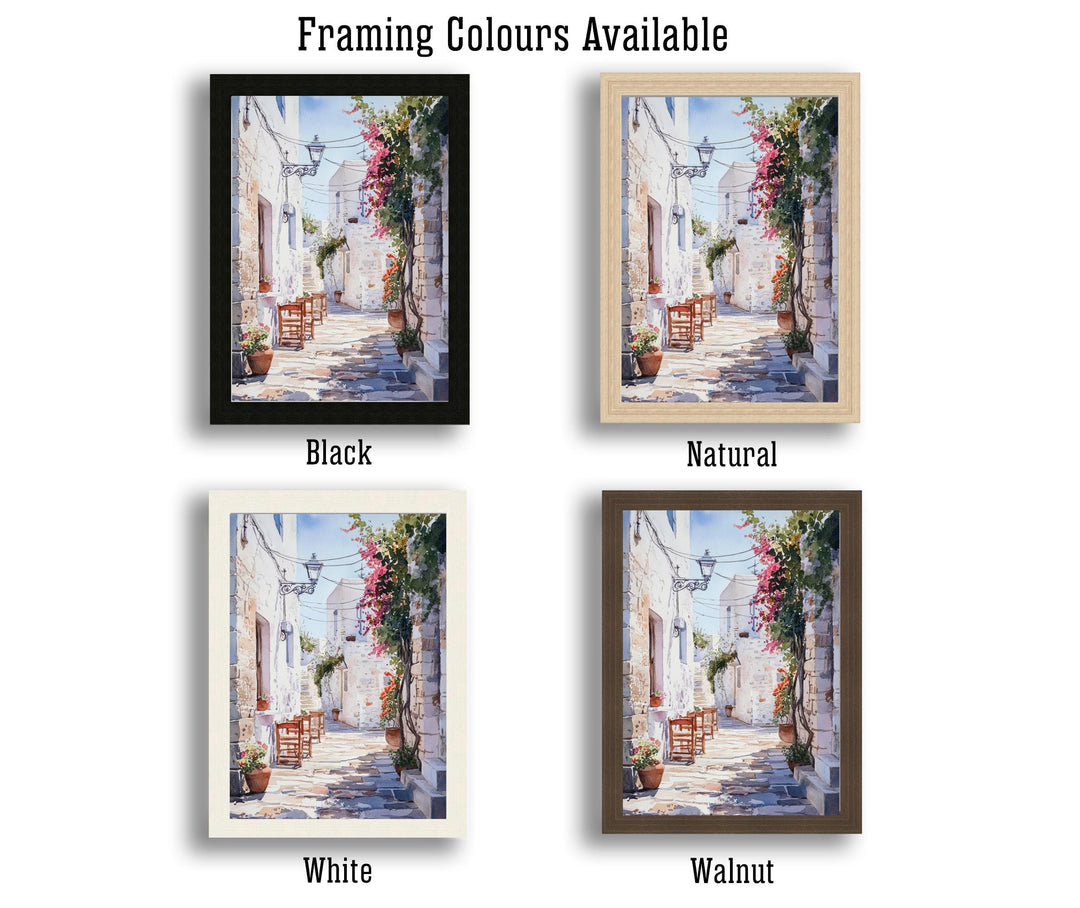 Naxos Greece Watercolor Painting Poster Wall Art Coastal Island Scene Print Gift for Europe Lovers and Fans of Scenic Greek Mediterranean