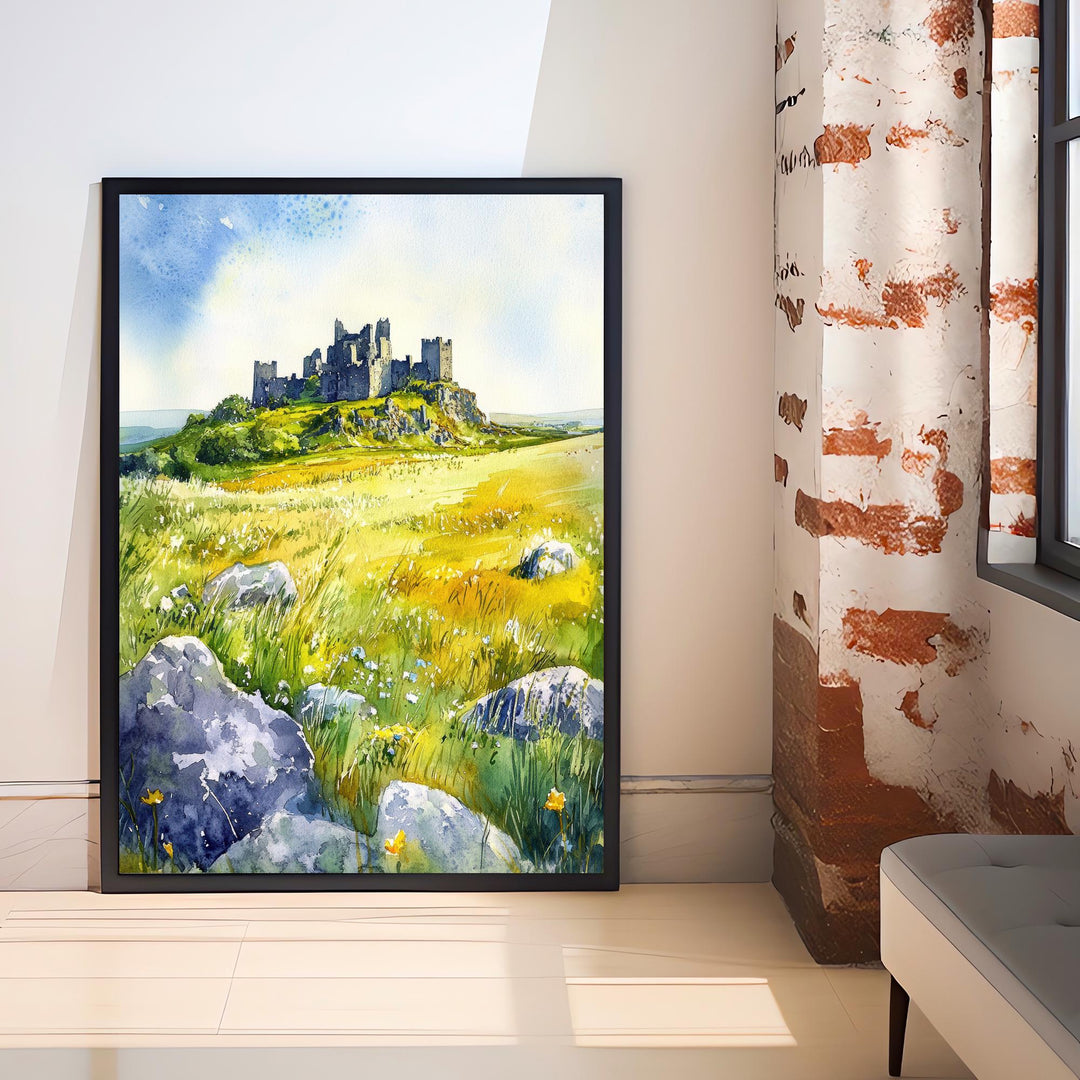 Rock of Cashel Ireland Watercolor Painting Poster Wall Art Historic Landmark Print Gift for Europe Lovers and Fans of Scenic Irish