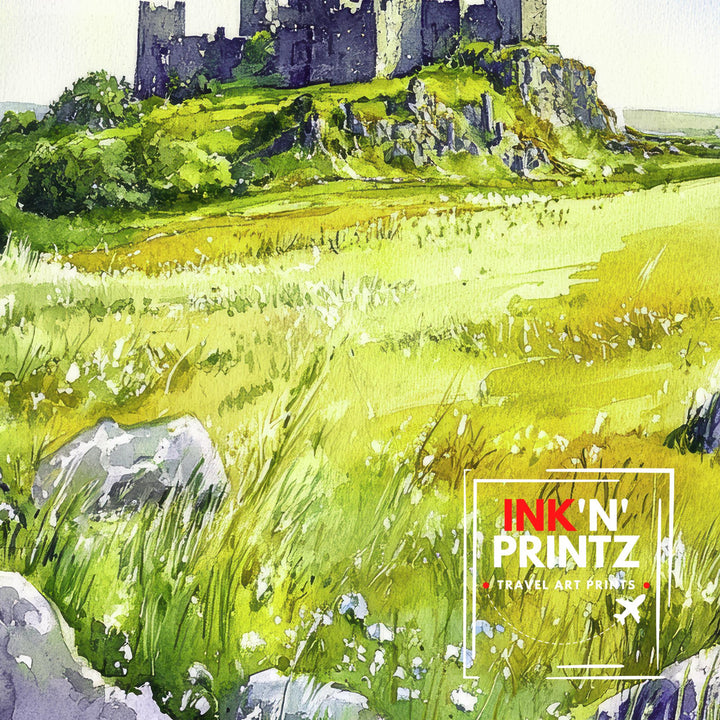 Rock of Cashel Ireland Watercolor Painting Poster Wall Art Historic Landmark Print Gift for Europe Lovers and Fans of Scenic Irish