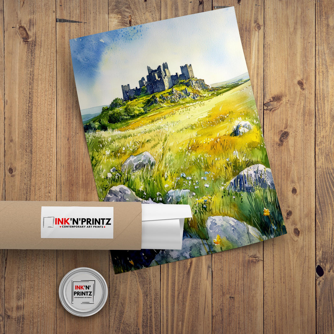 Rock of Cashel Ireland Watercolor Painting Poster Wall Art Historic Landmark Print Gift for Europe Lovers and Fans of Scenic Irish