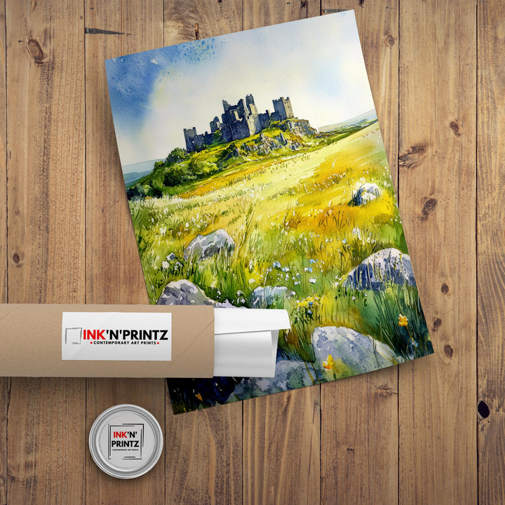 Rock of Cashel Ireland Watercolor Painting Poster Wall Art Historic Landmark Print Gift for Europe Lovers and Fans of Scenic Irish