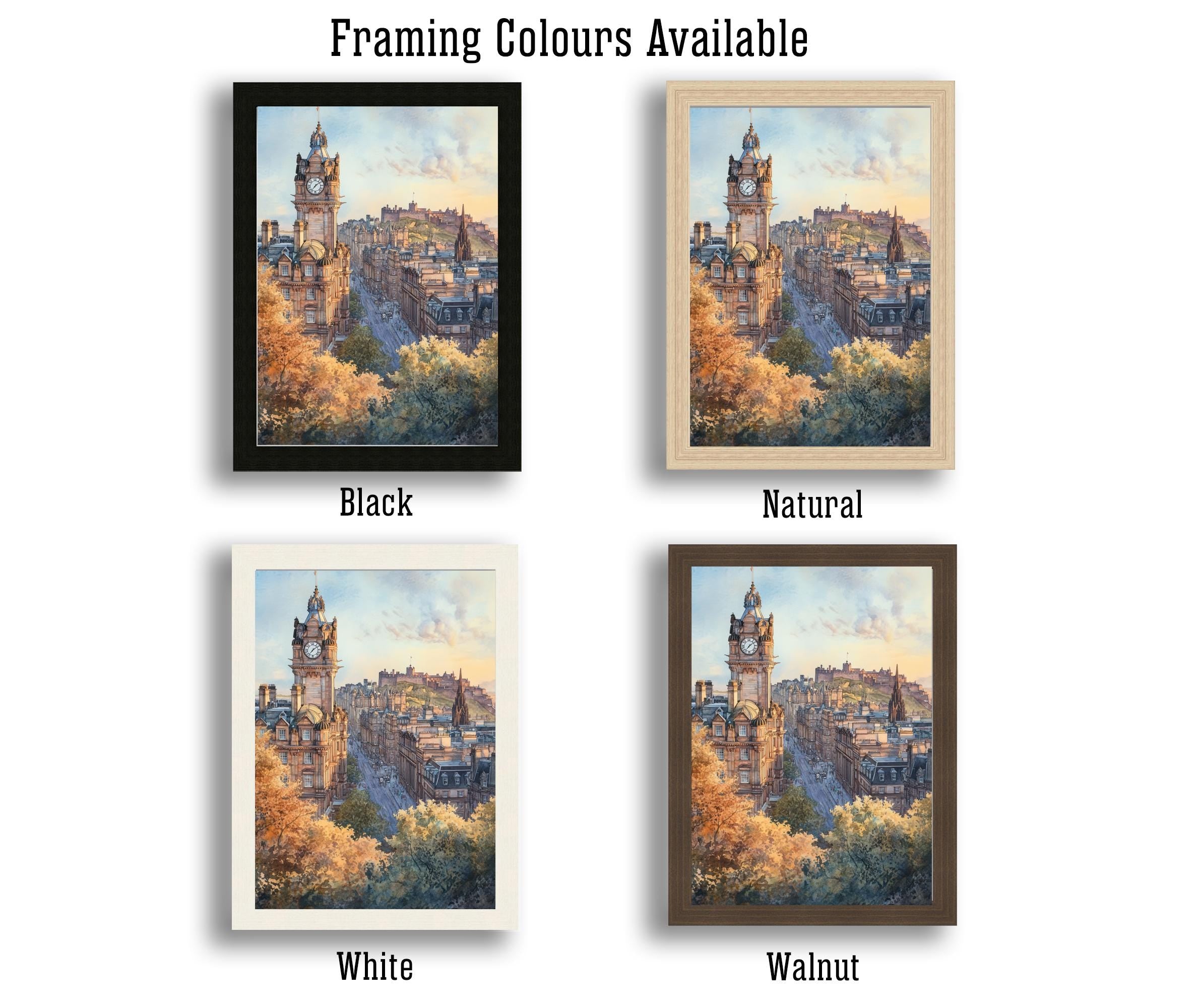 Edinburgh Scotland Watercolour Painting Poster Wall Art Historic City Landscape Print Gift for UK Travel Lovers and Fans of Scenic Scottish