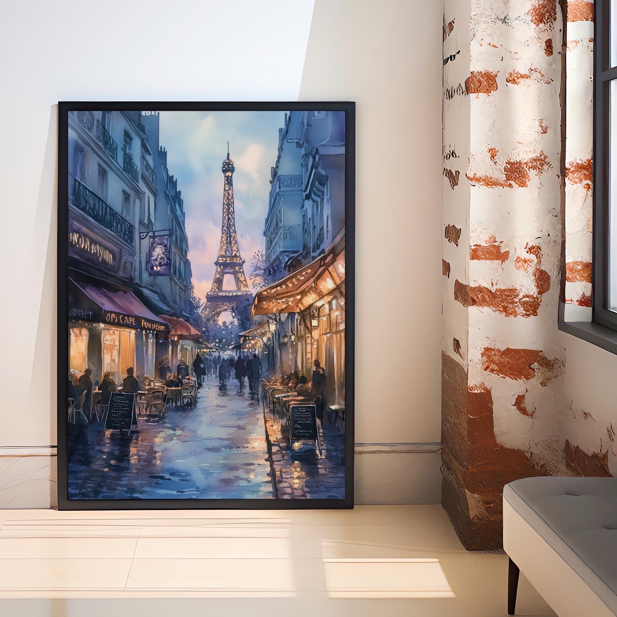 Paris Watercolour Painting Poster France Wall Art City Landscape Print Gift for Europe Lovers and Fans of Scenic French Architecture