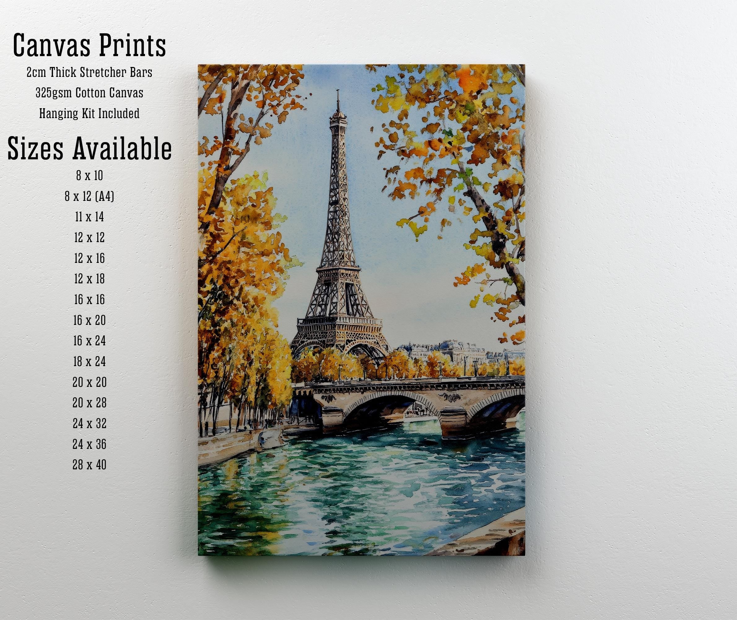 Paris Watercolour Painting Poster France Wall Art City Landscape Print Gift for Europe Lovers and Fans of Scenic French Architecture
