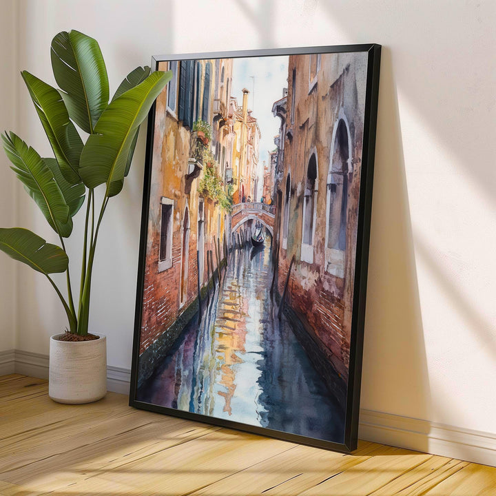 Venice Italy Watercolour Painting Poster Wall Art Canal City Landscape Print Gift for Europe Lovers and Fans of Scenic Italian Architecture