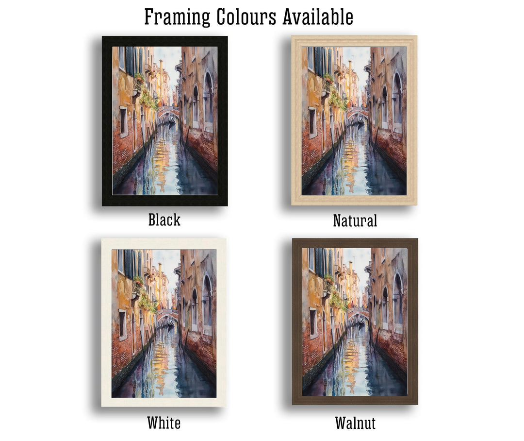 Venice Italy Watercolour Painting Poster Wall Art Canal City Landscape Print Gift for Europe Lovers and Fans of Scenic Italian Architecture