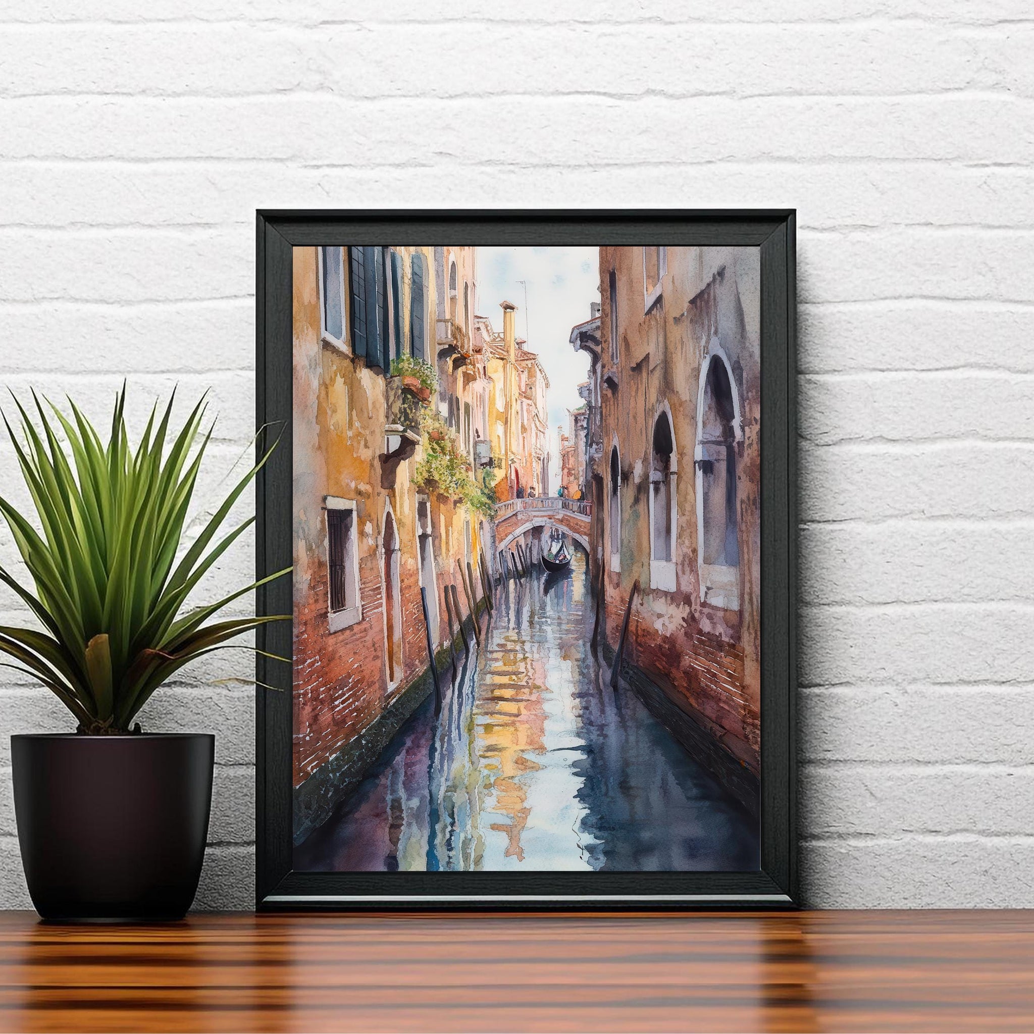 Venice Italy Watercolour Painting Poster Wall Art Canal City Landscape Print Gift for Europe Lovers and Fans of Scenic Italian Architecture