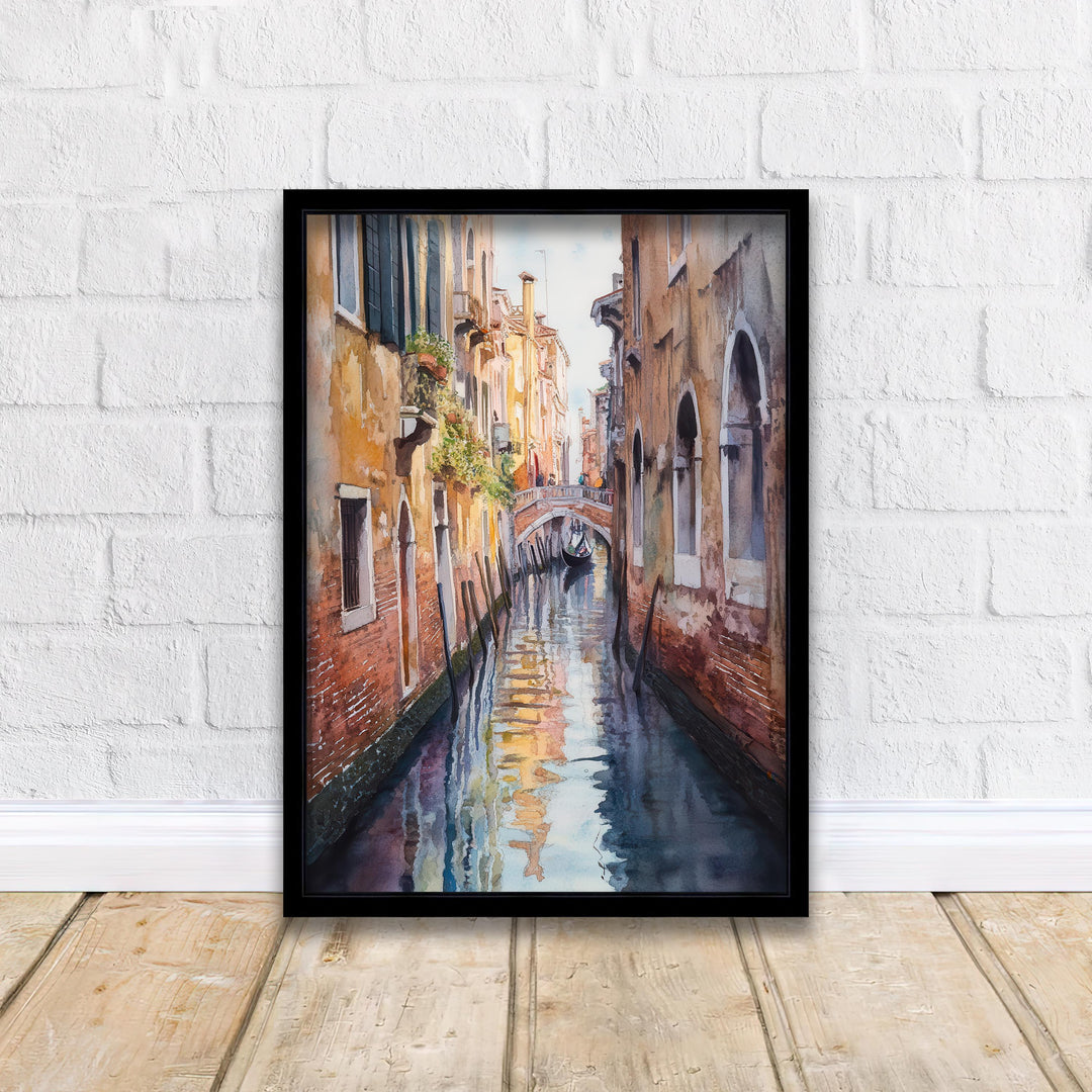 Venice Italy Watercolour Painting Poster Wall Art Canal City Landscape Print Gift for Europe Lovers and Fans of Scenic Italian Architecture