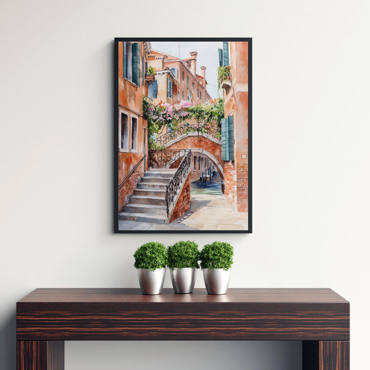 Venice Italy Watercolour Painting Poster Wall Art Canal City Landscape Print Gift for Europe Lovers and Fans of Scenic Italian Architecture