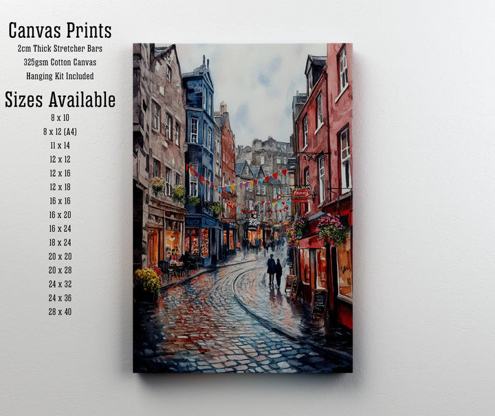 Edinburgh Watercolour Painting Poster Scotland Wall Art Historic City Landscape Print Gift for UK Travel Lovers and Fans of Scenic Scottish