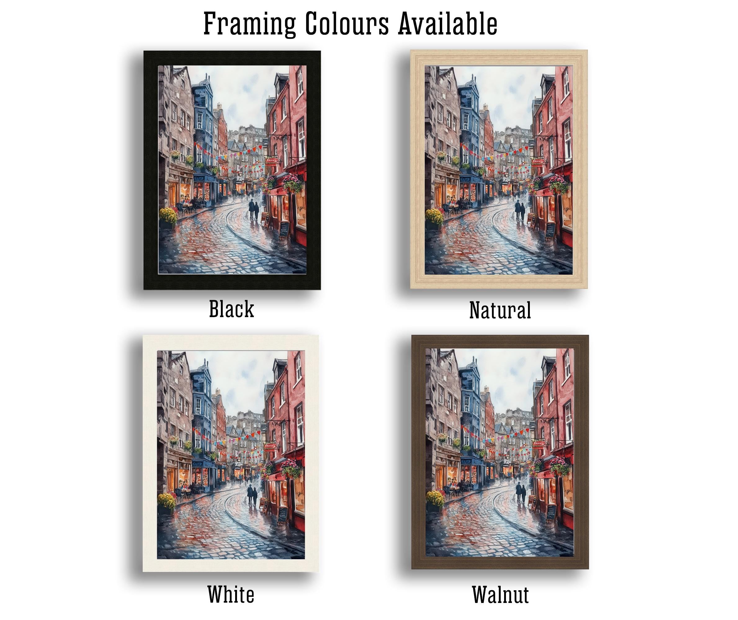 Edinburgh Watercolour Painting Poster Scotland Wall Art Historic City Landscape Print Gift for UK Travel Lovers and Fans of Scenic Scottish