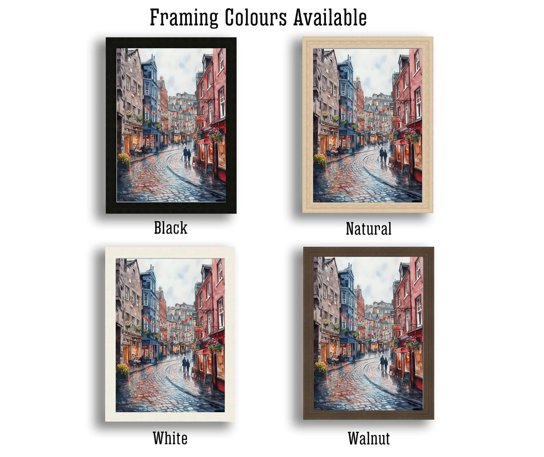 Edinburgh Watercolour Painting Poster Scotland Wall Art Historic City Landscape Print Gift for UK Travel Lovers and Fans of Scenic Scottish