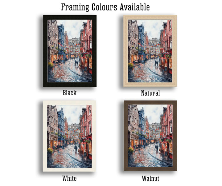 Edinburgh Watercolour Painting Poster Scotland Wall Art Historic City Landscape Print Gift for UK Travel Lovers and Fans of Scenic Scottish