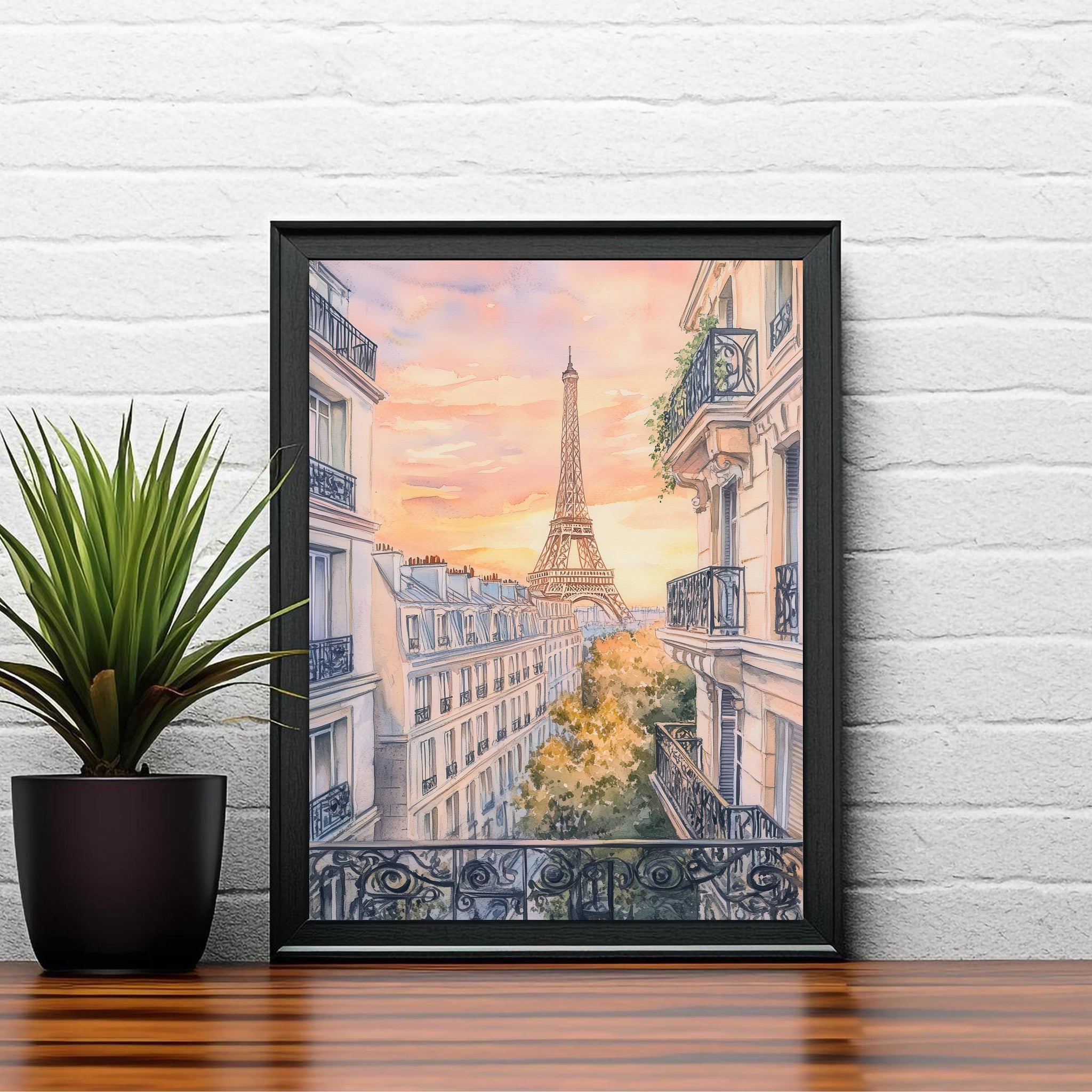 Paris Watercolour Painting Poster France Wall Art City Landscape Print Gift for Europe Travel Lovers and Fans of Scenic French Architecture