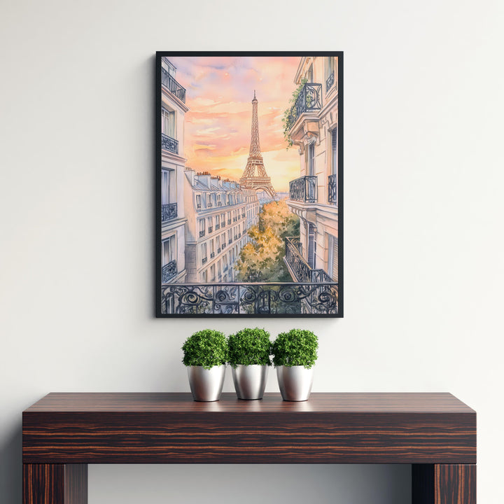 Paris Watercolour Painting Poster France Wall Art City Landscape Print Gift for Europe Travel Lovers and Fans of Scenic French Architecture
