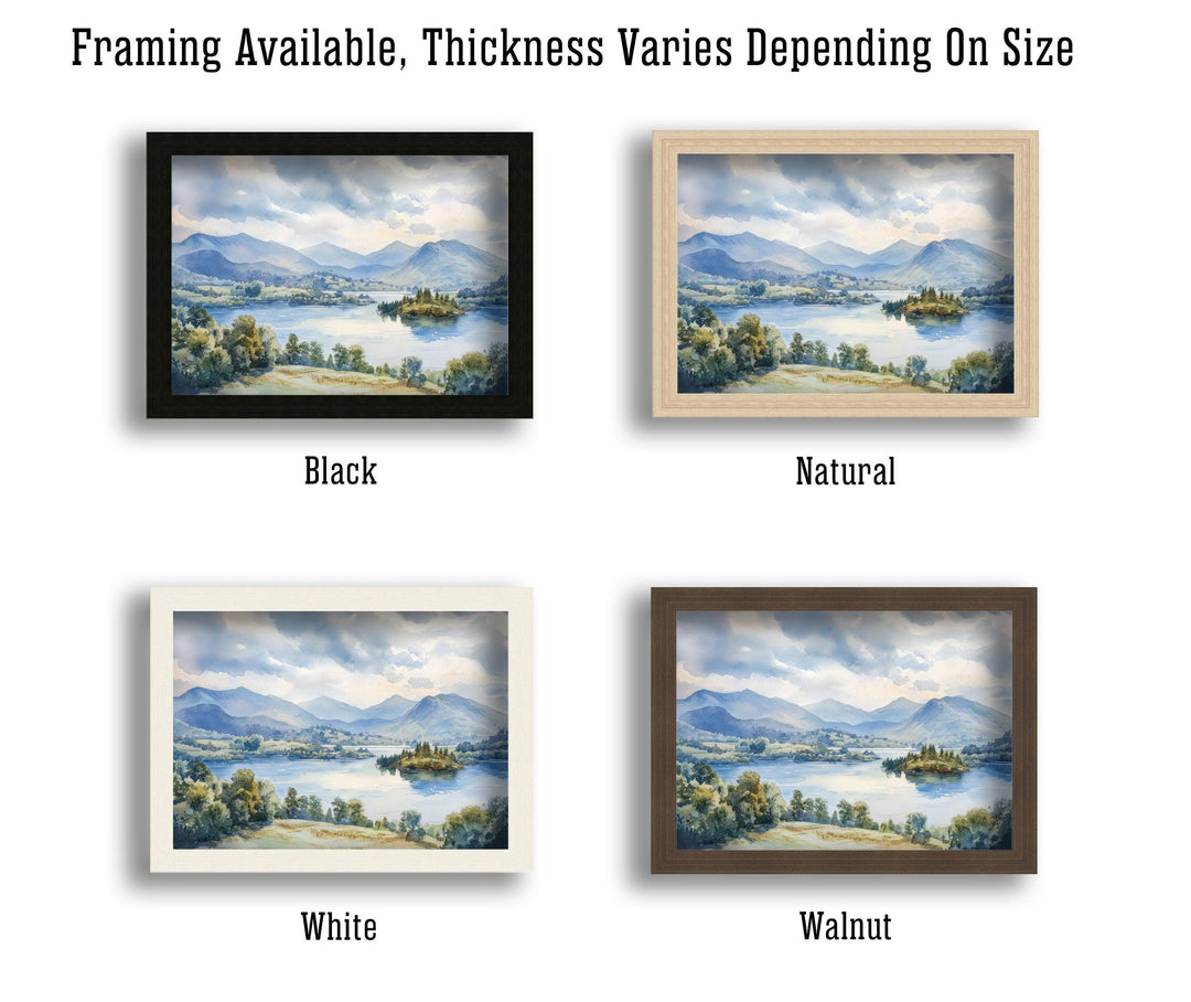 Keswick Lake District Watercolor Painting Derwentwater Art Keswick Print Scenic Lake District Decor