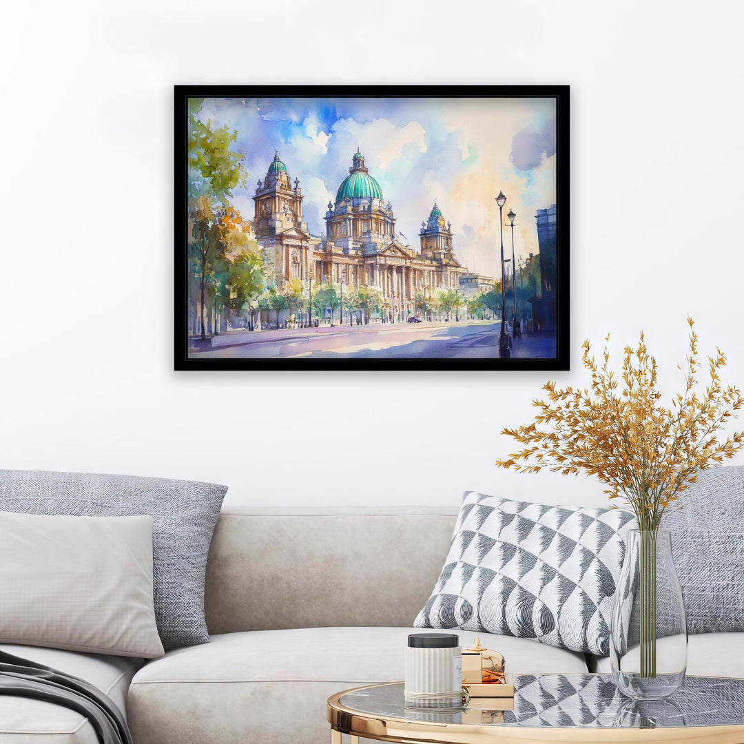 Belfast Watercolor Painting Northern Ireland Art Belfast Print Scenic City View Decor