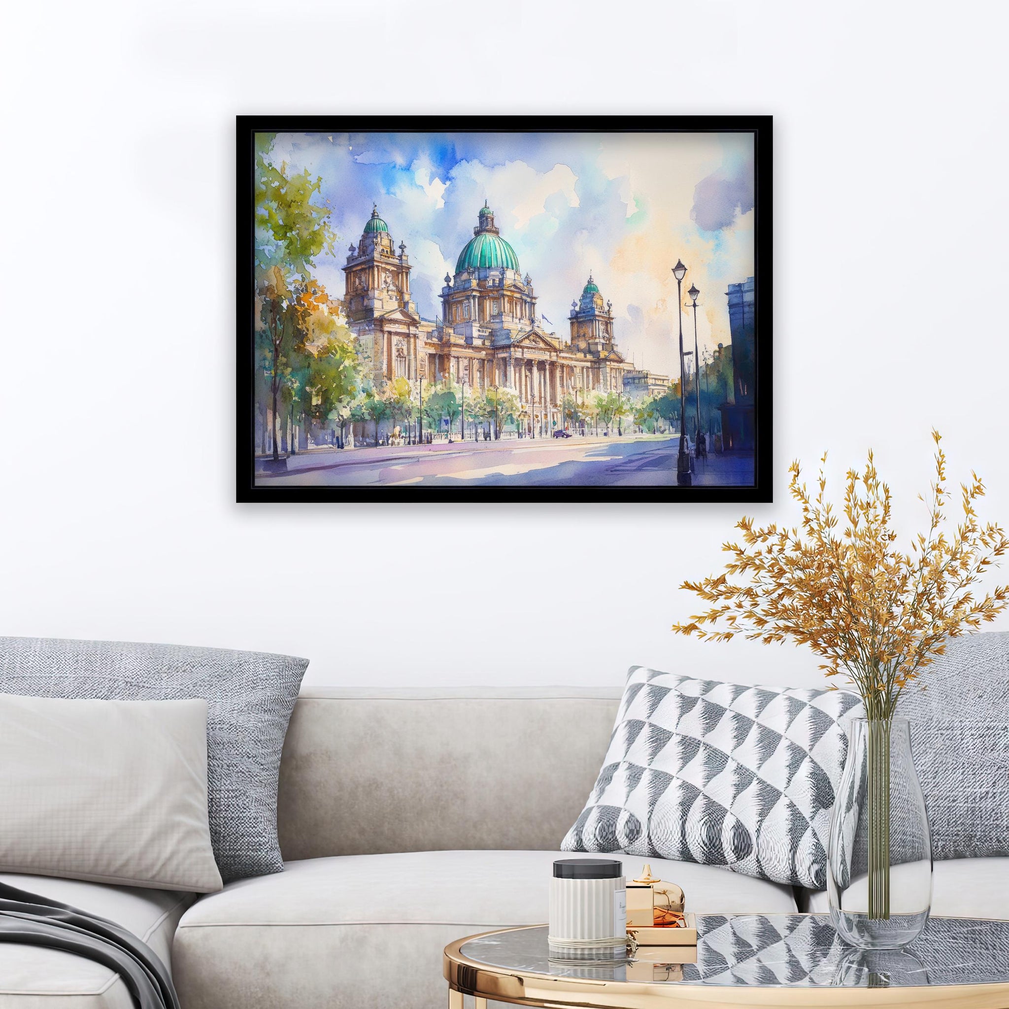 Belfast Watercolor Painting Northern Ireland Art Belfast Print Scenic City View Decor