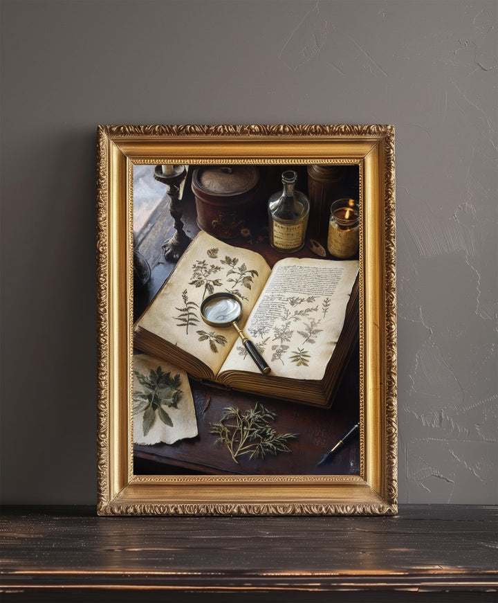 Herbarium Poster Dark Academia Art Cottagecore Decor Vintage Botanical Illustration Rustic Nature Wall Art Poster Print