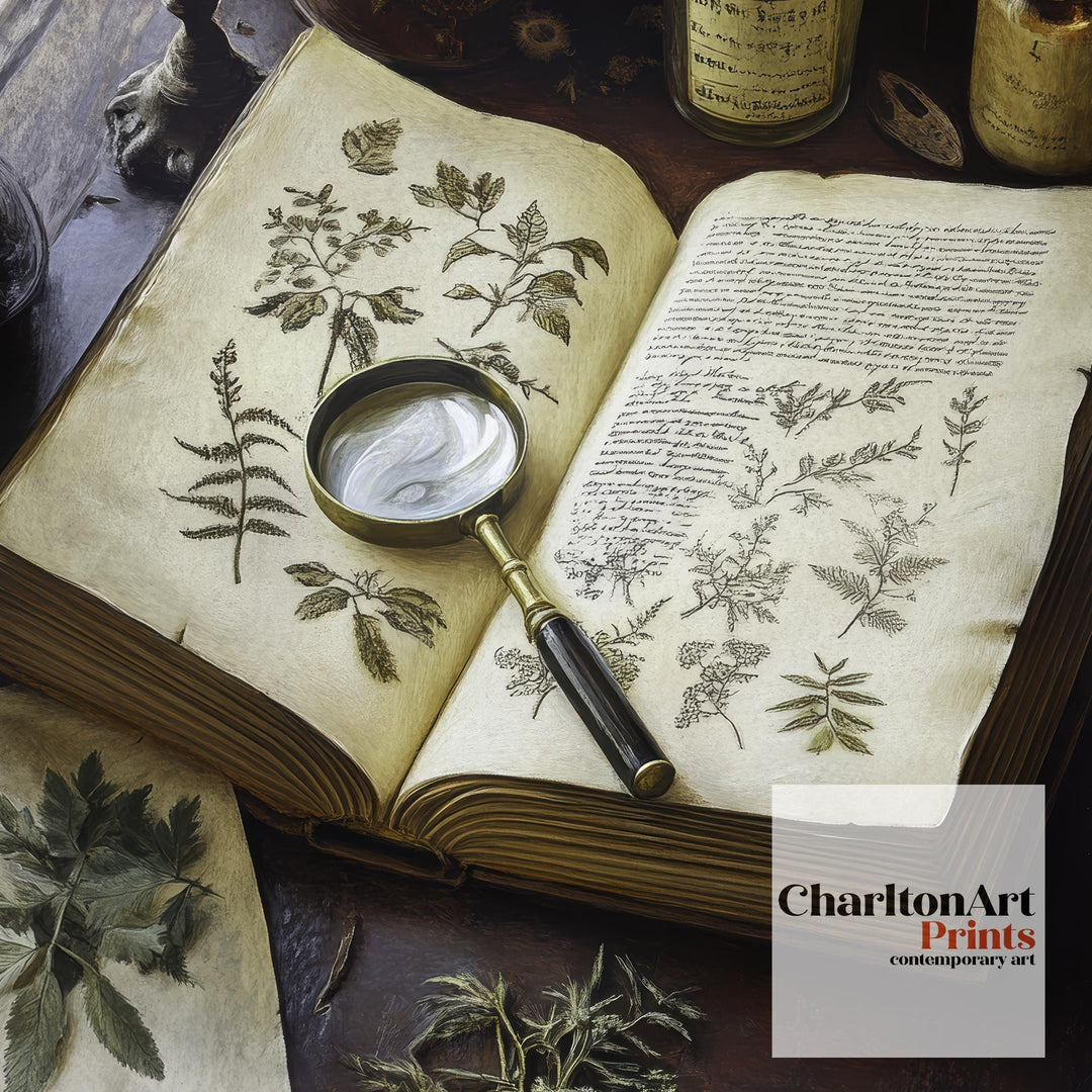 Herbarium Poster Dark Academia Art Cottagecore Decor Vintage Botanical Illustration Rustic Nature Wall Art Poster Print