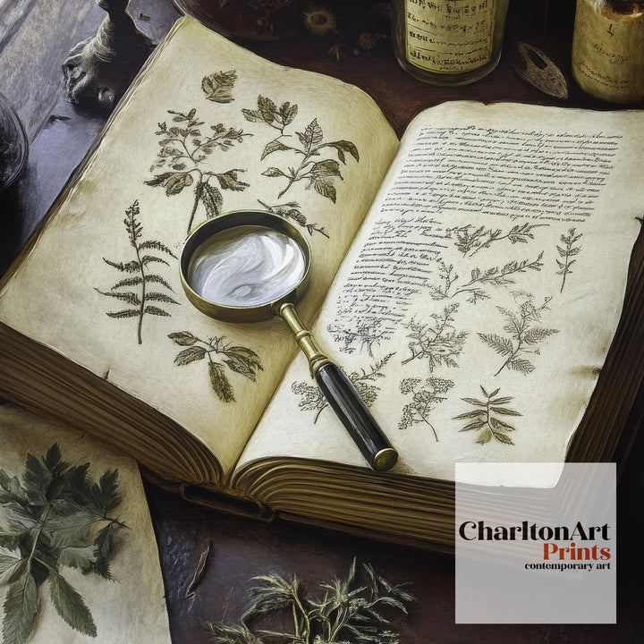 Herbarium Poster Dark Academia Art Cottagecore Decor Vintage Botanical Illustration Rustic Nature Wall Art Poster Print