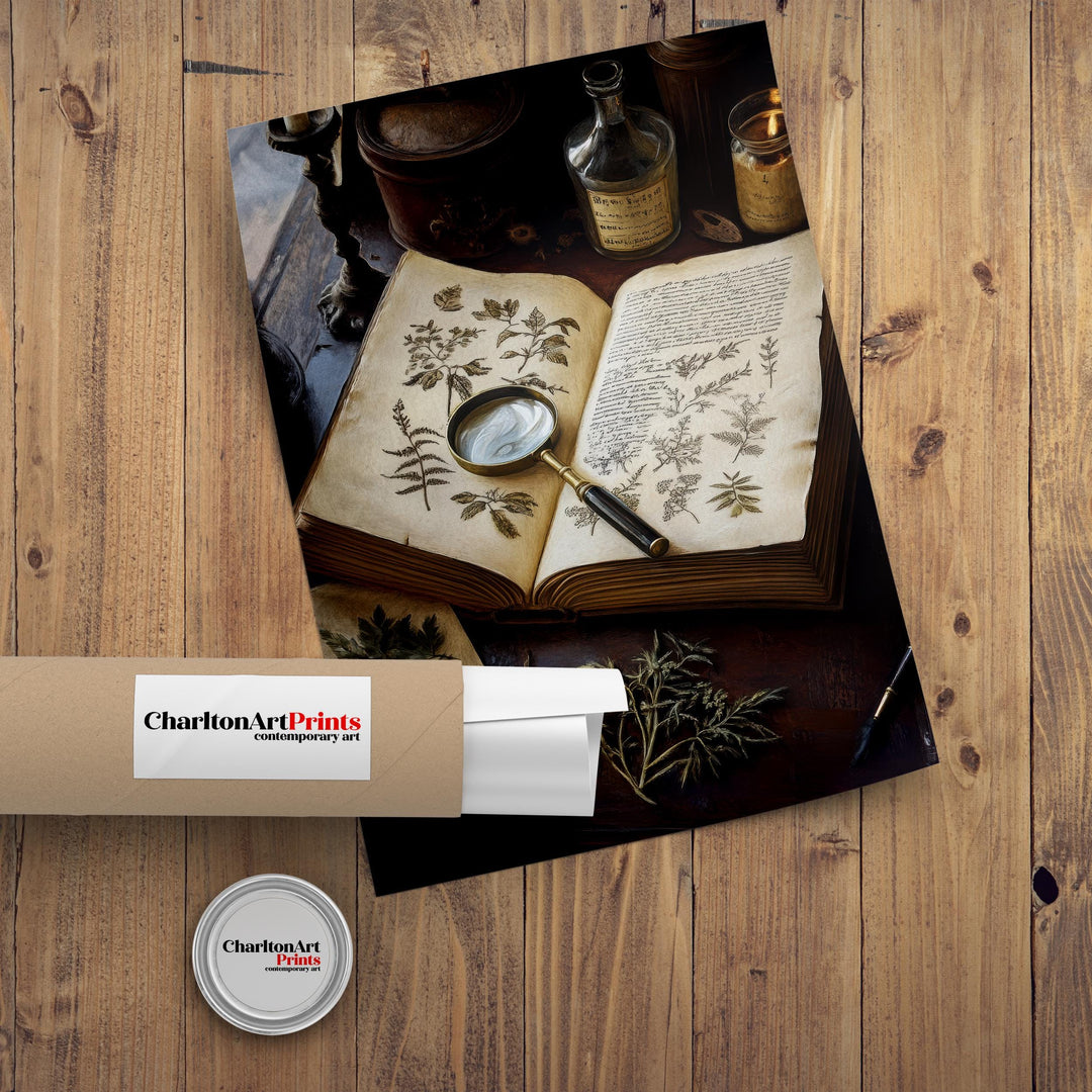 Herbarium Poster Dark Academia Art Cottagecore Decor Vintage Botanical Illustration Rustic Nature Wall Art Poster Print
