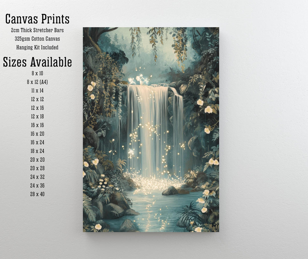 William Morris Enchanted Fairy Waterfall Art Cottagecore Decor Arts And Crafts Nature Illustration Whimsical Wall Art Print