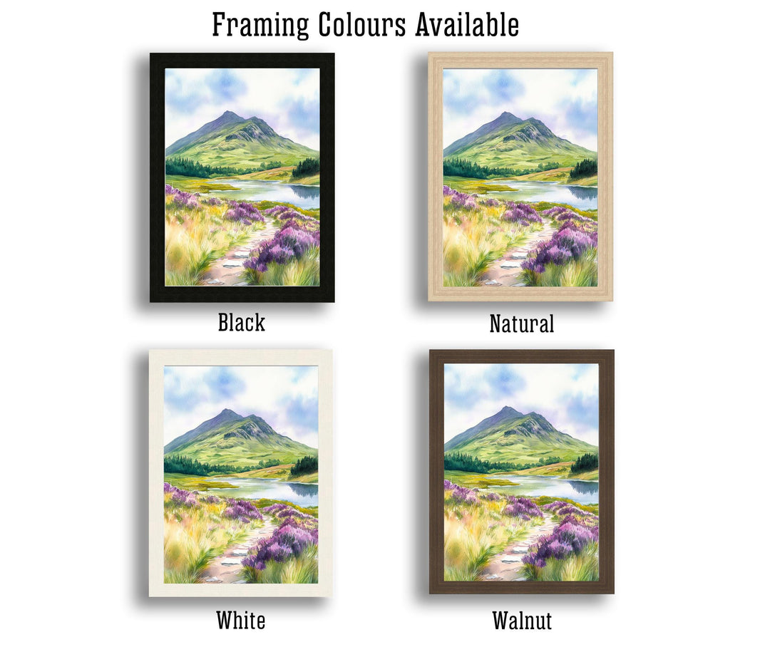 Ben Ledi Watercolour Painting Poster Scotland Wall Art Mountain Landscape Print Gift for UK Nature Lovers and Fans of Scenic Scottish