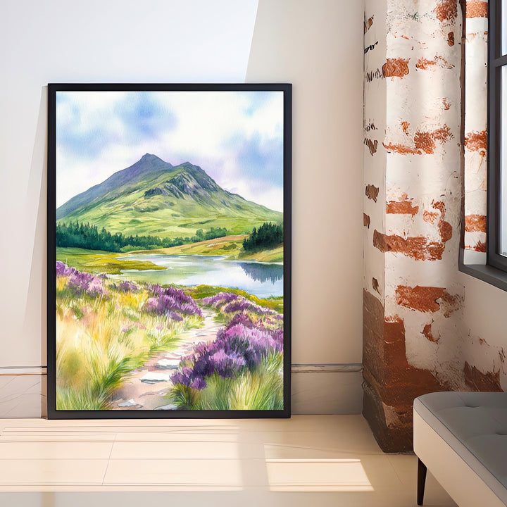 Ben Ledi Watercolour Painting Poster Scotland Wall Art Mountain Landscape Print Gift for UK Nature Lovers and Fans of Scenic Scottish