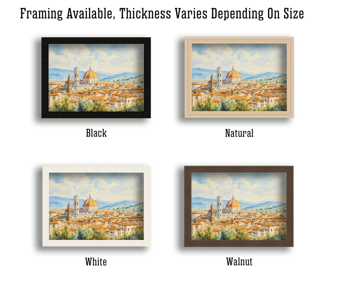 Florence Italy Watercolour Painting Poster Wall Art City Landscape Print Gift for Europe Lovers and Fans of Scenic Italian Architecture