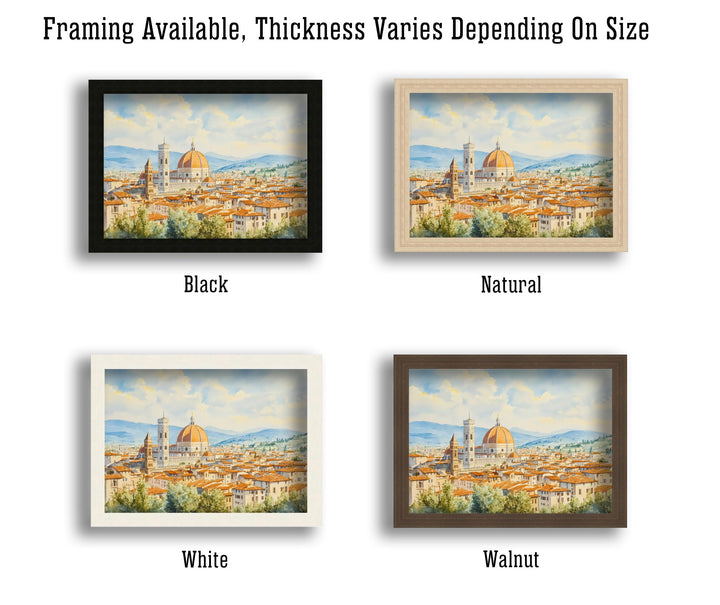 Florence Italy Watercolour Painting Poster Wall Art City Landscape Print Gift for Europe Lovers and Fans of Scenic Italian Architecture