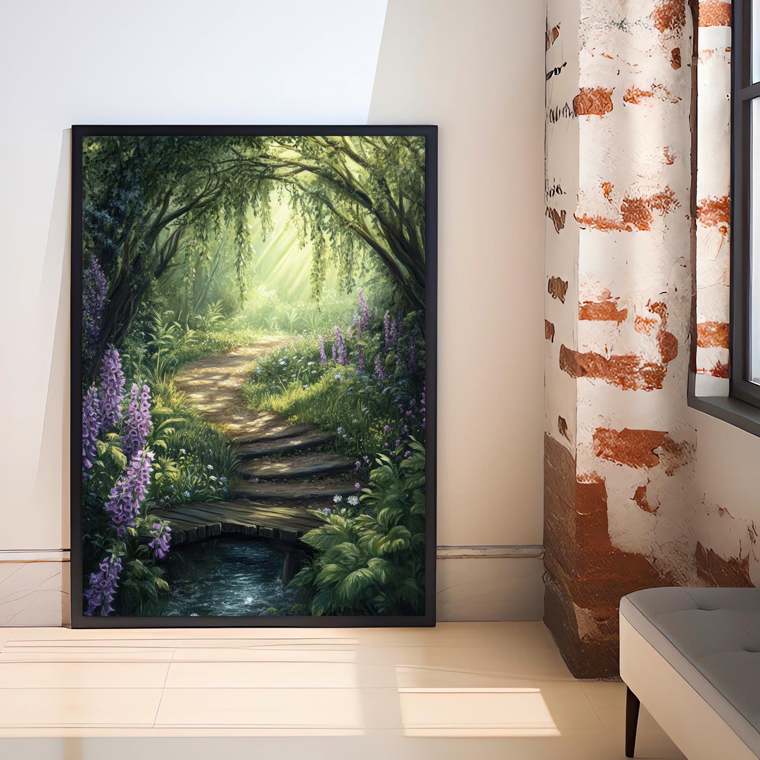 Fairy Forest Path Art Print Enchanted Woodland Wall Art Cottagecore Fairycore Painting Magical Nature Scene Home Decor