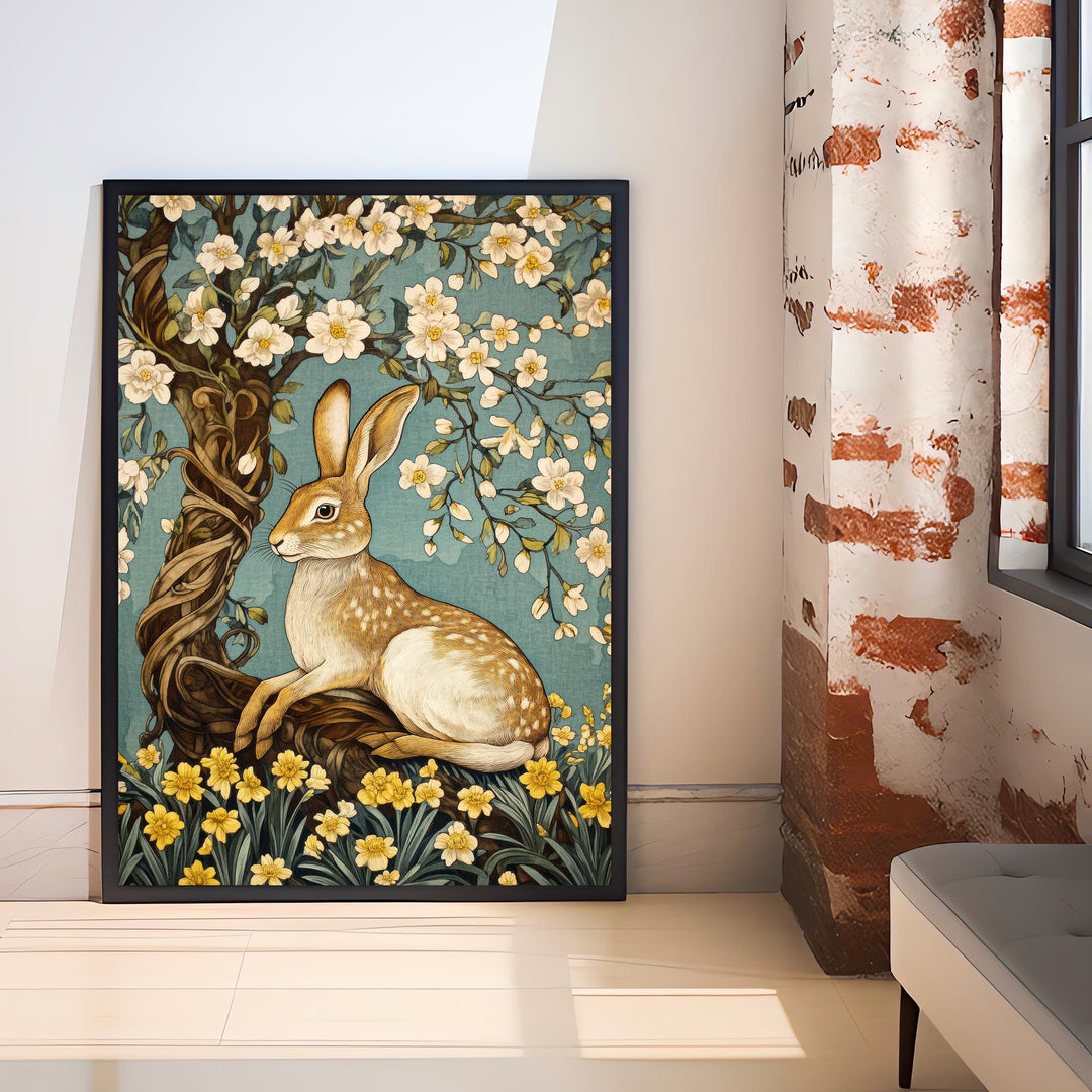 William Morris Hare Under Blossom Tree Art Print Botanical Animal Wall Art Arts And Crafts Style Nature Design Home Decor