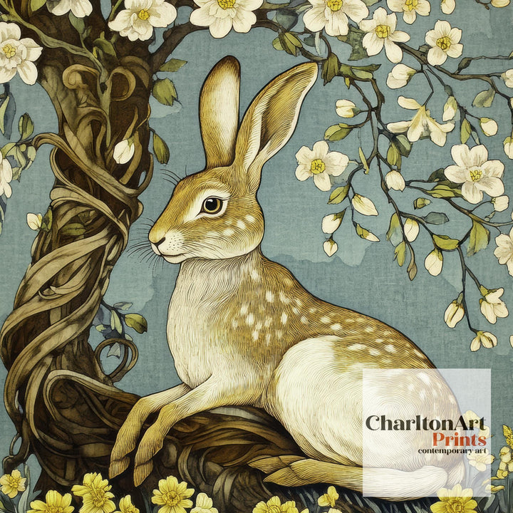 William Morris Hare Under Blossom Tree Art Print Botanical Animal Wall Art Arts And Crafts Style Nature Design Home Decor