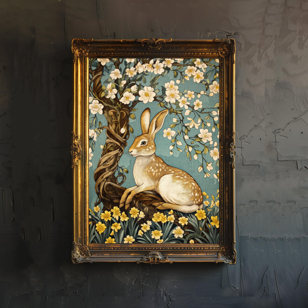 William Morris Hare Under Blossom Tree Art Print Botanical Animal Wall Art Arts And Crafts Style Nature Design Home Decor