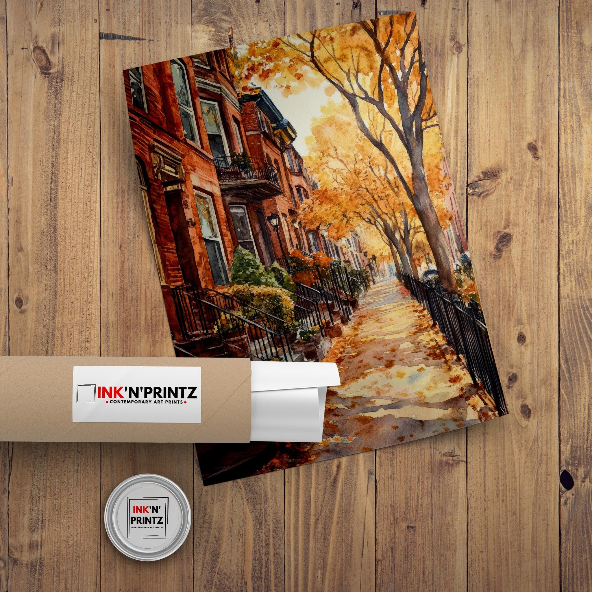 Boston Watercolor Painting Poster USA Wall Art City Skyline Landscape Print Gift for American Travel Lovers and Fans of Scenic Historic New
