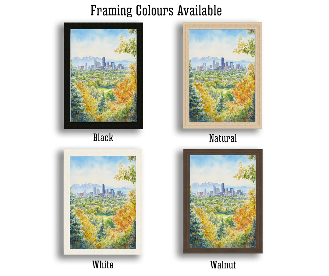 Denver Watercolor Painting Poster Colorado USA Wall Art City Skyline Landscape Print Gift for American Lovers and Fans of Scenic Rocky