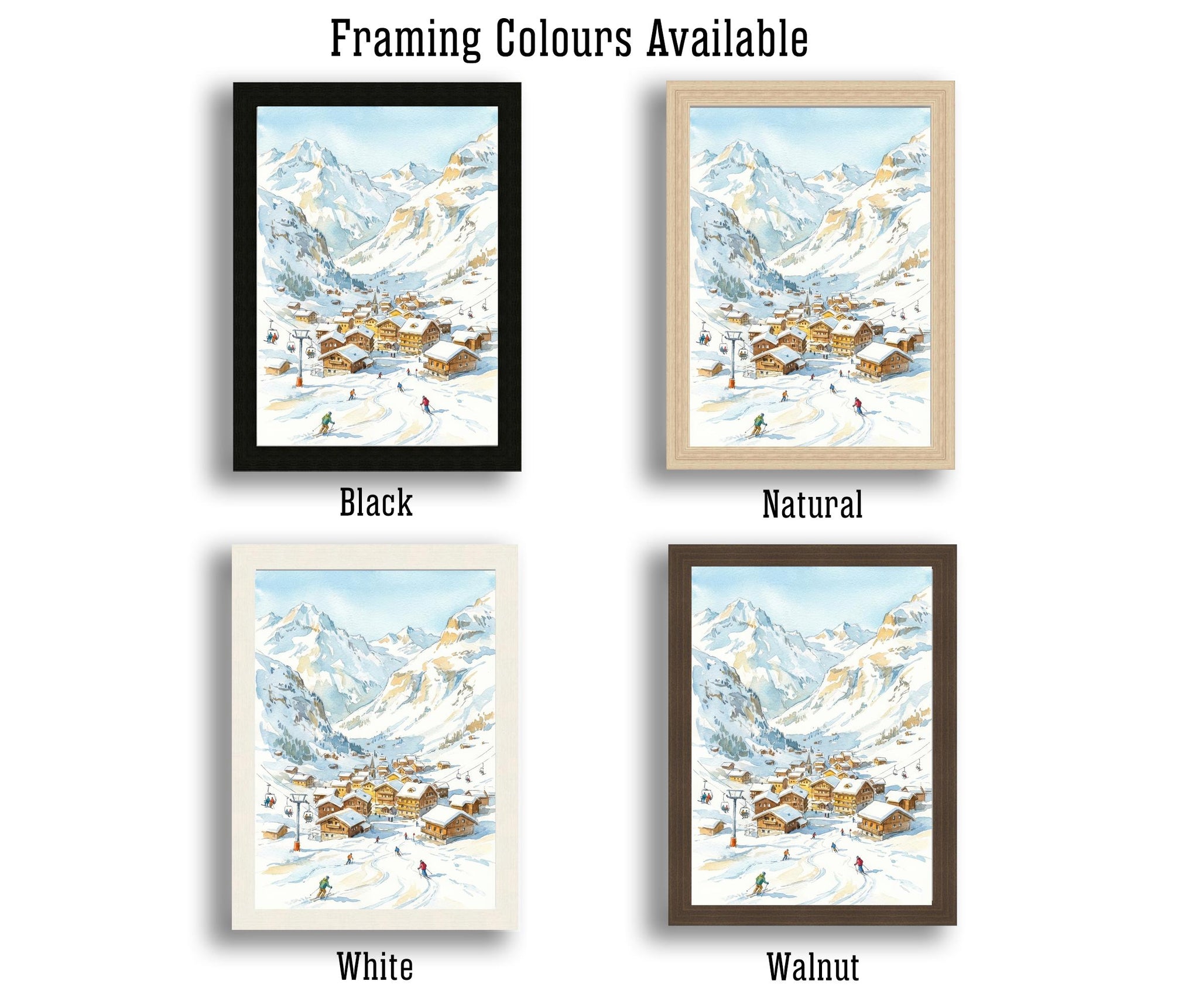 Val d Isere Ski Resort Watercolor Painting Poster France Wall Art Alpine Landscape Print Gift for Europe Lovers and Fans of Scenic French