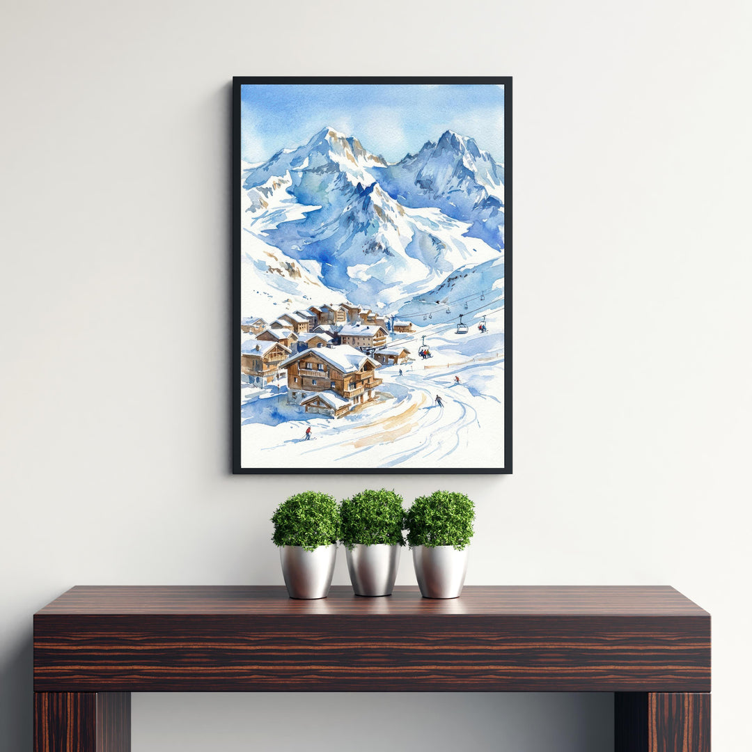 Val Thorens Ski Resort Travel Poster Print France Wall Art Alpine Landscape Gift for Europe Lovers and Fans of Scenic French Mountain Winter