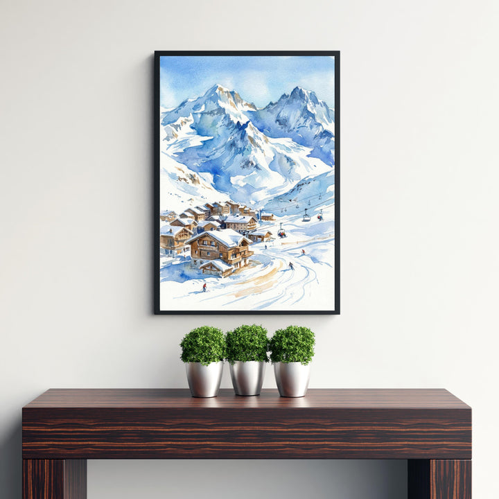 Val Thorens Ski Resort Travel Poster Print France Wall Art Alpine Landscape Gift for Europe Lovers and Fans of Scenic French Mountain Winter