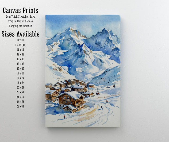 Val Thorens Ski Resort Travel Poster Print France Wall Art Alpine Landscape Gift for Europe Lovers and Fans of Scenic French Mountain Winter