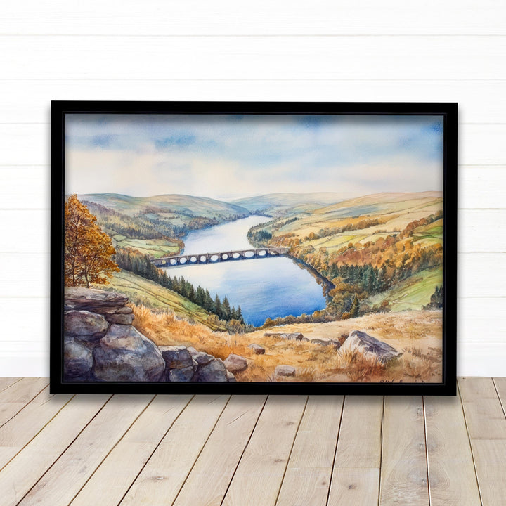 Peak District Watercolour Painting Poster England Wall Art Countryside Landscape Print Gift for UK Nature Lovers and Fans of Scenic British