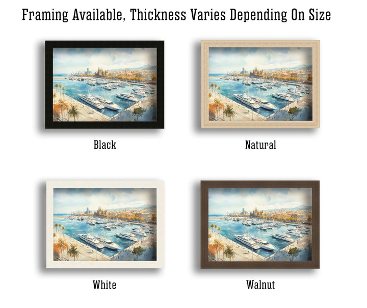 Barcelona Watercolour Painting Poster Spain Wall Art City Landscape Print Gift for Europe Lovers and Fans of Scenic Catalonia Architecture