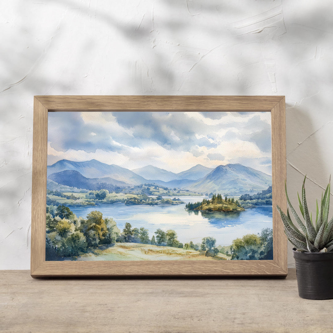 Keswick Lake District Watercolor Painting Derwentwater Art Keswick Print Scenic Lake District Decor