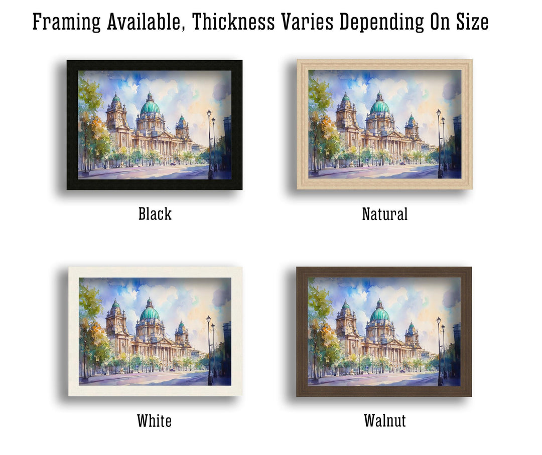 Belfast Watercolor Painting Northern Ireland Art Belfast Print Scenic City View Decor