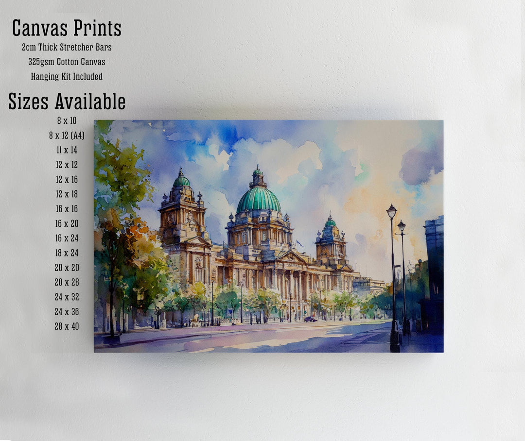 Belfast Watercolor Painting Northern Ireland Art Belfast Print Scenic City View Decor
