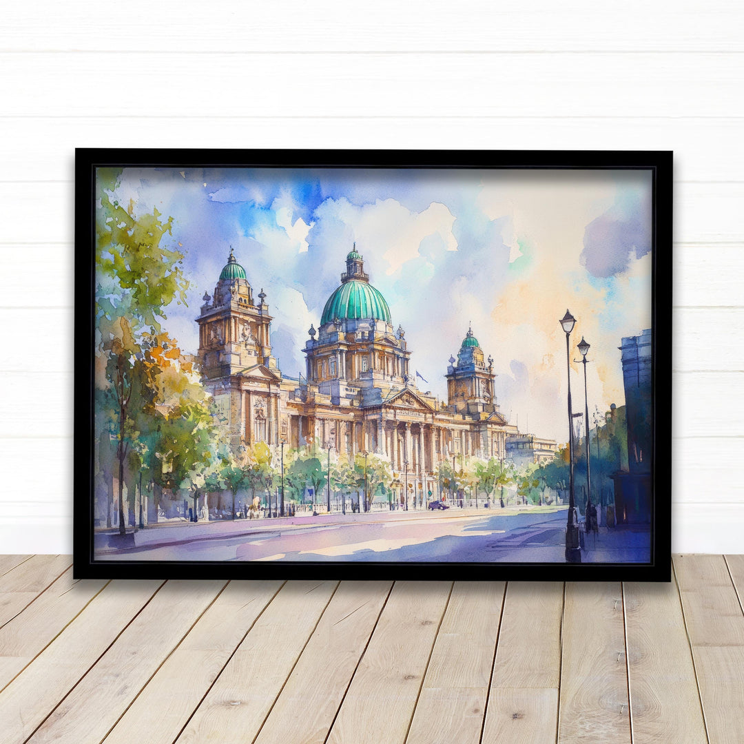 Belfast Watercolor Painting Northern Ireland Art Belfast Print Scenic City View Decor